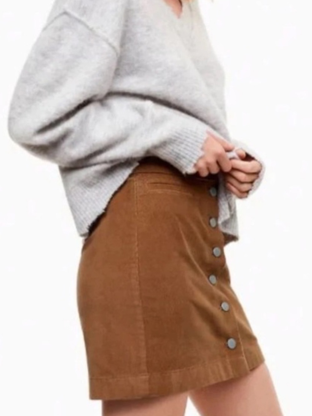 Aritzia Wilfred Corduroy Button-Front Mini Skirt Tan 4 Neutral Summer Festival